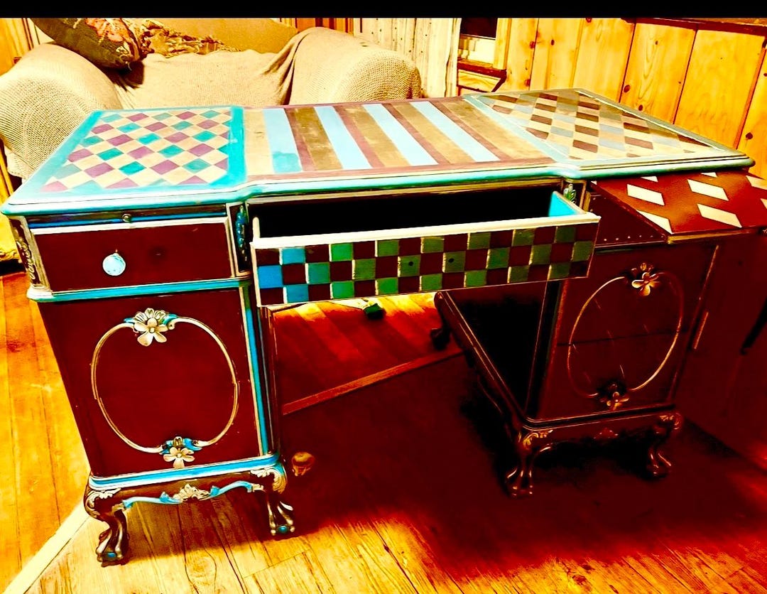 Custom Hand Painted Desks Vintage and One of a Kind for Home or Office ...