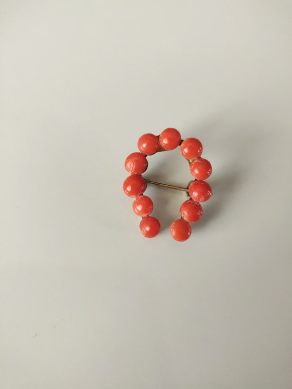 Antique Victorian Coral Brooch ~Victorian Horsesh… - image 8