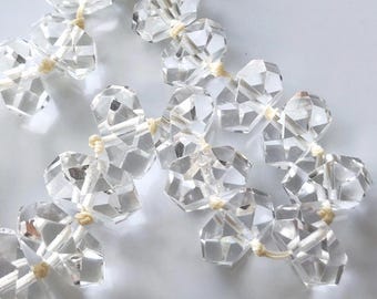 Antique Art Deco Crystal Clear Faceted Glass Rock Crystal Beads necklace~Vintage Jewelry~