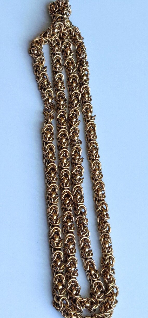 Vintage Art Deco Necklace Gold Tone Byzantine Cha… - image 6