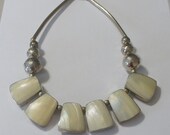 Vintage Native American ZUNI Navajo Southwestern Necklace Handcrafted with unmarked SILVER and Mother of Pearl -MOP