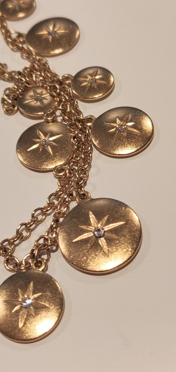 Vintage Art Deco Golden Gold Charm Engraved Star … - image 1