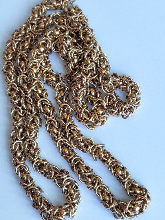 Vintage Art Deco Necklace Gold Tone Byzantine Cha… - image 5