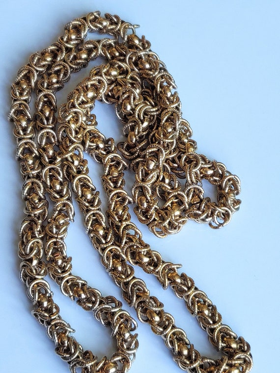 Vintage Art Deco Necklace Gold Tone Byzantine Cha… - image 1