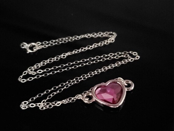 Crystal Heart Necklace Swarovski Fuchsia Crystal Heart Etsy