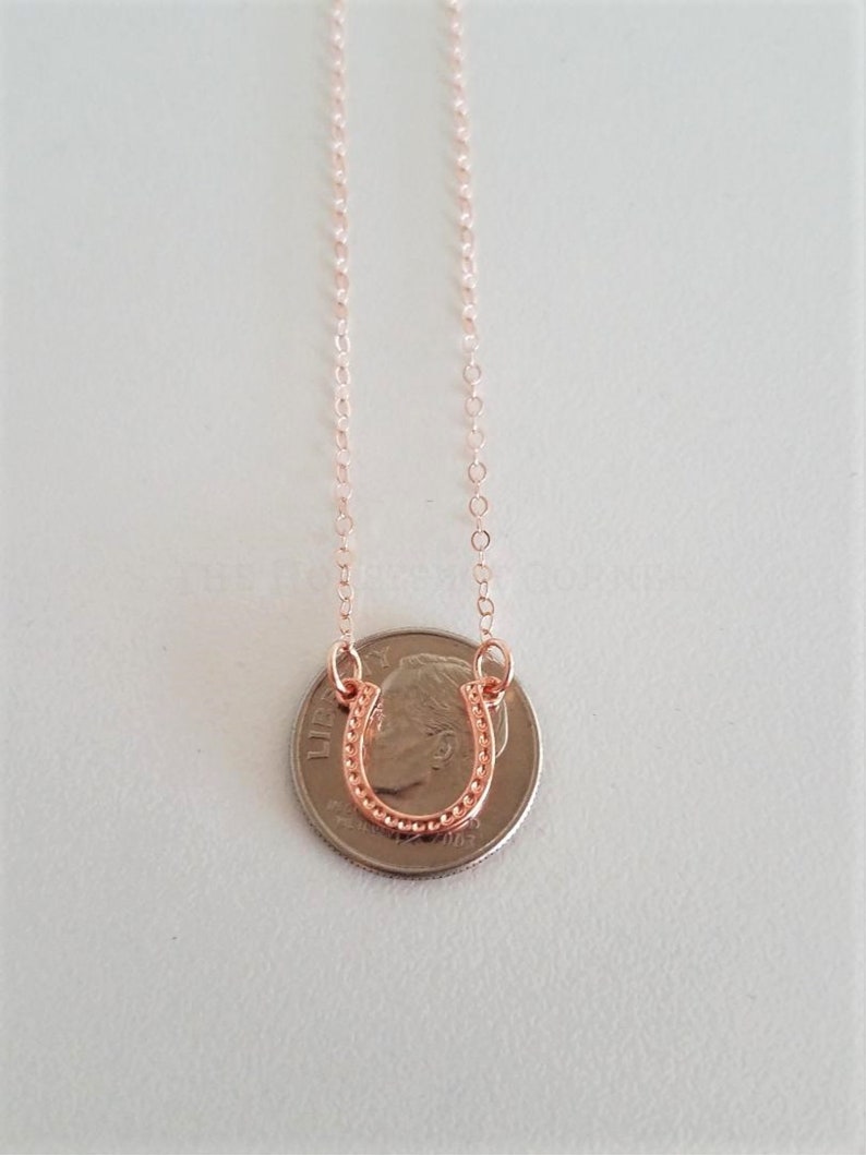 Horseshoe Charm Necklace Rose Gold Horseshoe Necklace Etsy
