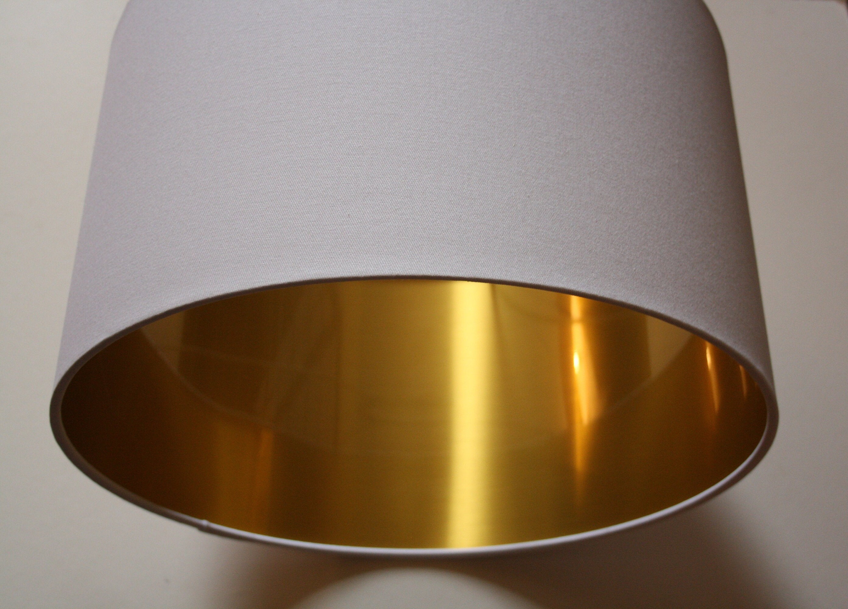 New White & Gold Drum Lampshade with brushed Gold lining. Etsy