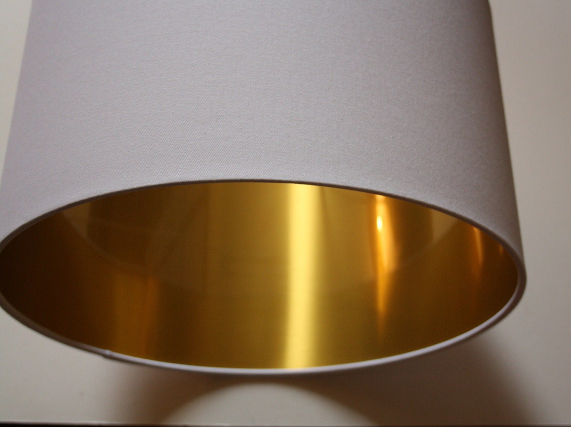 New White & Gold Drum Lampshade with brushed Gold lining. Etsy