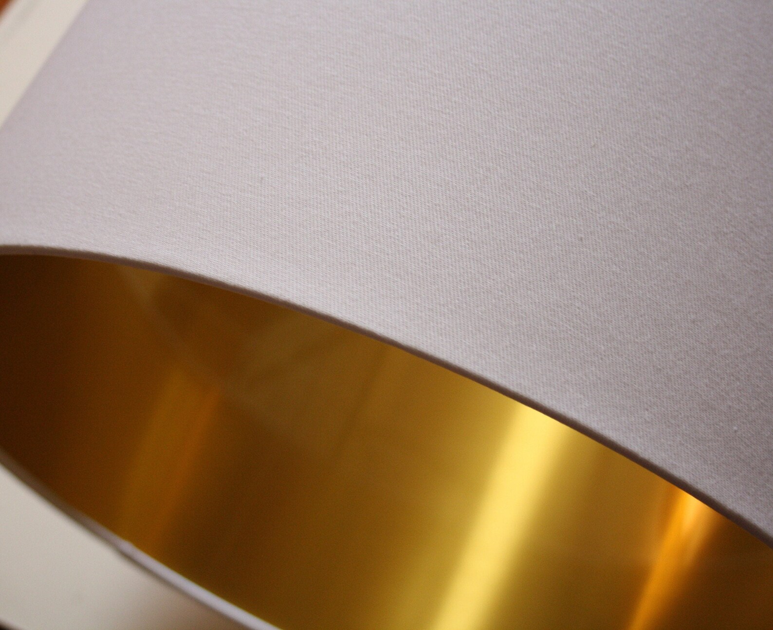 New White & Gold Drum Lampshade with brushed Gold lining. Etsy
