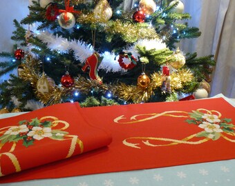 CSI 604 Weihnachtsrose Kreuzstich Tischläufer Dekoration Mittelstück Kit