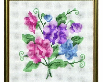 CS 724 Sweet Peas Cross Stitch starter kit for adults