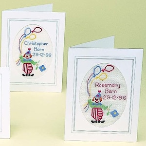 CD 672 Kit de tarjetas de punto de cruz para nacimiento de payaso y globos