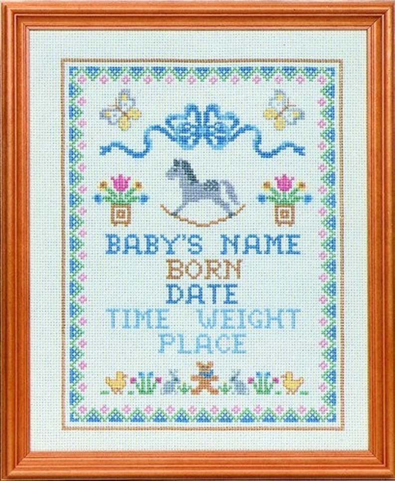 CSM 552 Rocking Horse Baby Cross Stitch Birth Sampler Etsy