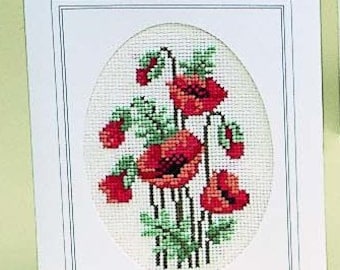 CD 492 Mohnblumen Kreuzstich Grußkarten Kit