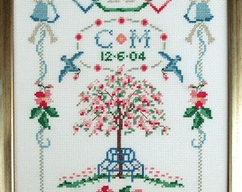 CSM 515 Silberhochzeit Jahrestag Blütenbaum Kreuzstich Stickmuster