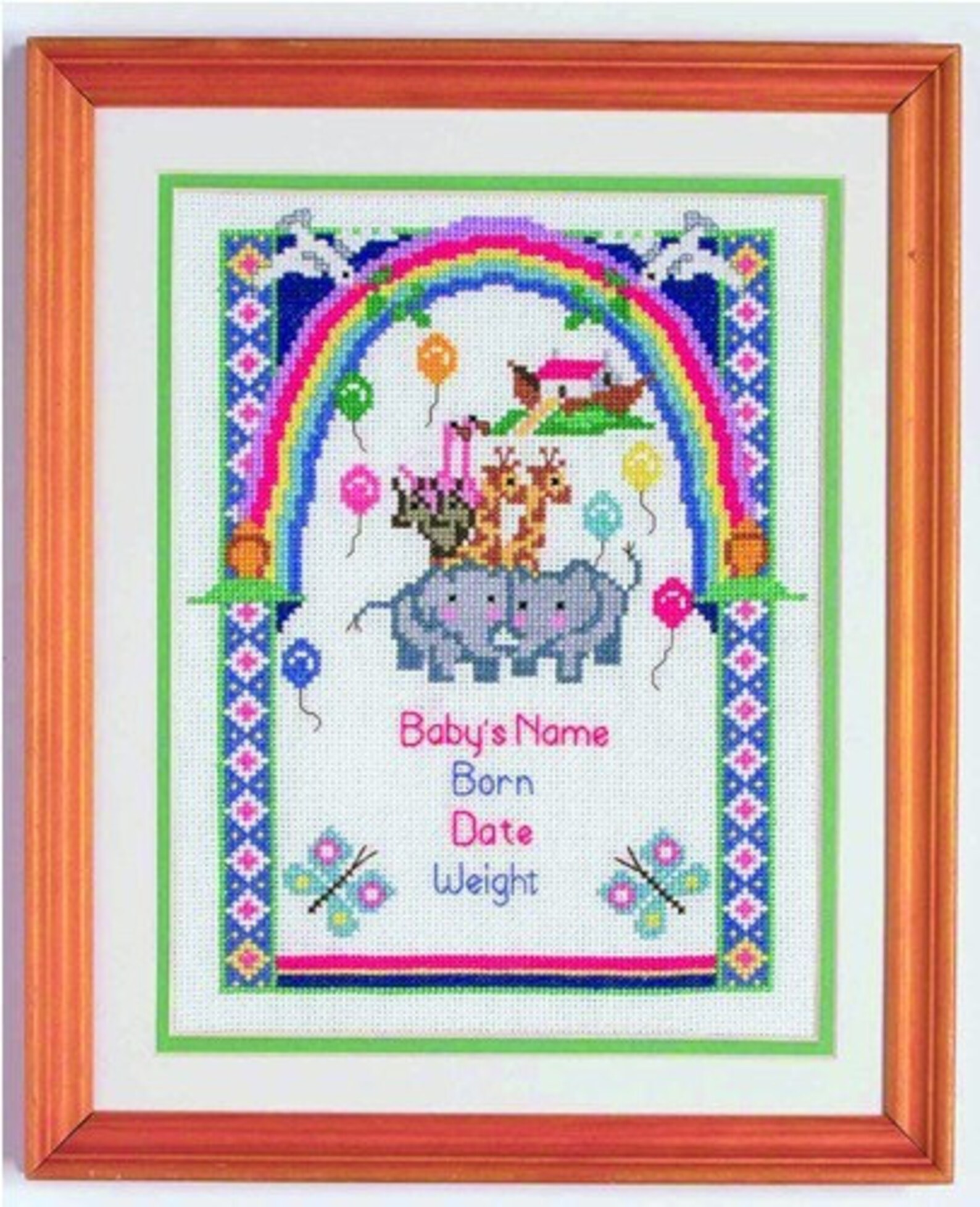 Two by Two Noahs Ark Baby Cross Stitch Birth Sampler Kit Etsy