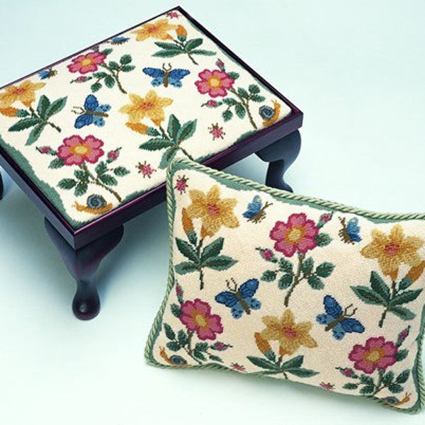 Needlepoint Footstool Kit Etsy