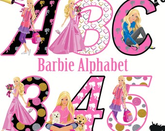 Barbie Alphabet | Instant Download | Digital Letters and Numbers | Printable Letters and Numbers | Barbie Clipart Font