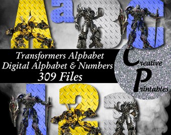 Transformers Alphabet | Instant Download | Digital Letters and Numbers | Printable Letters and Numbers | Transformers Font Clipart