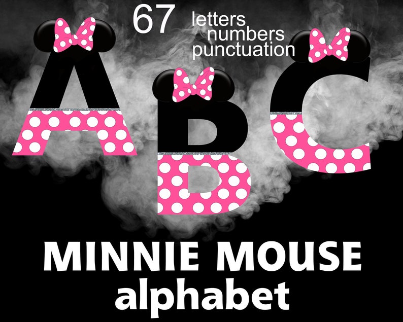 minnie mouse pink alphabet and numbers instant download etsy