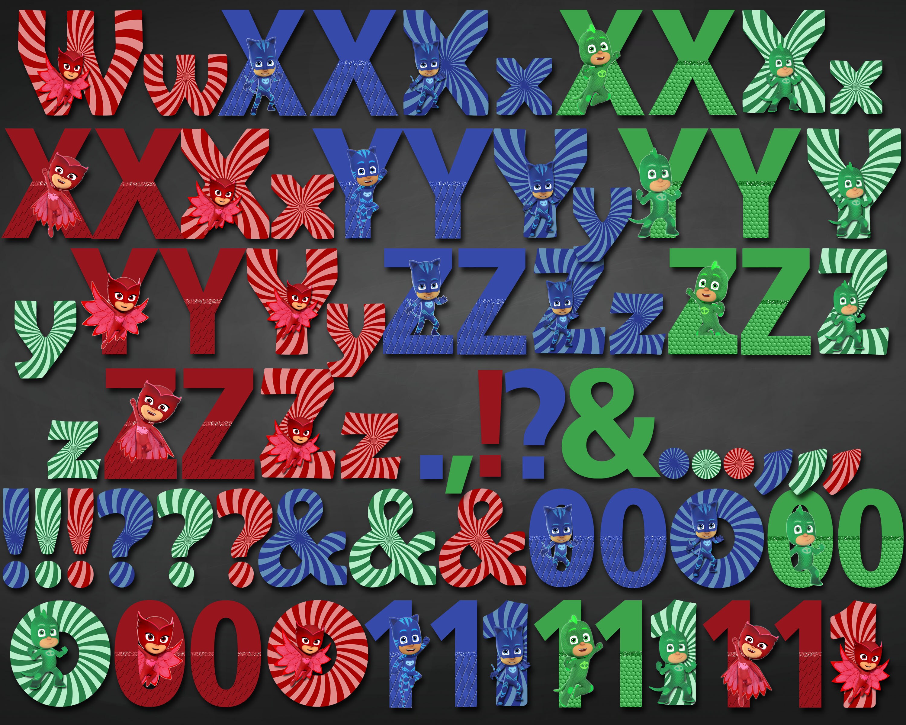 PJ Masks Alphabet Chart