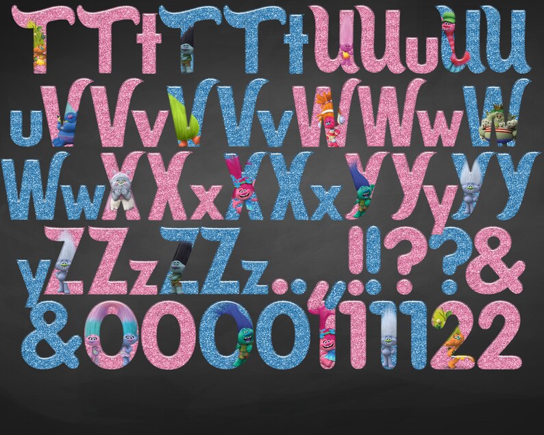 instant download printable letters and numbers trolls clipart digital letters and numbers trolls alphabet font clipart clip art art collectibles jan takayama com