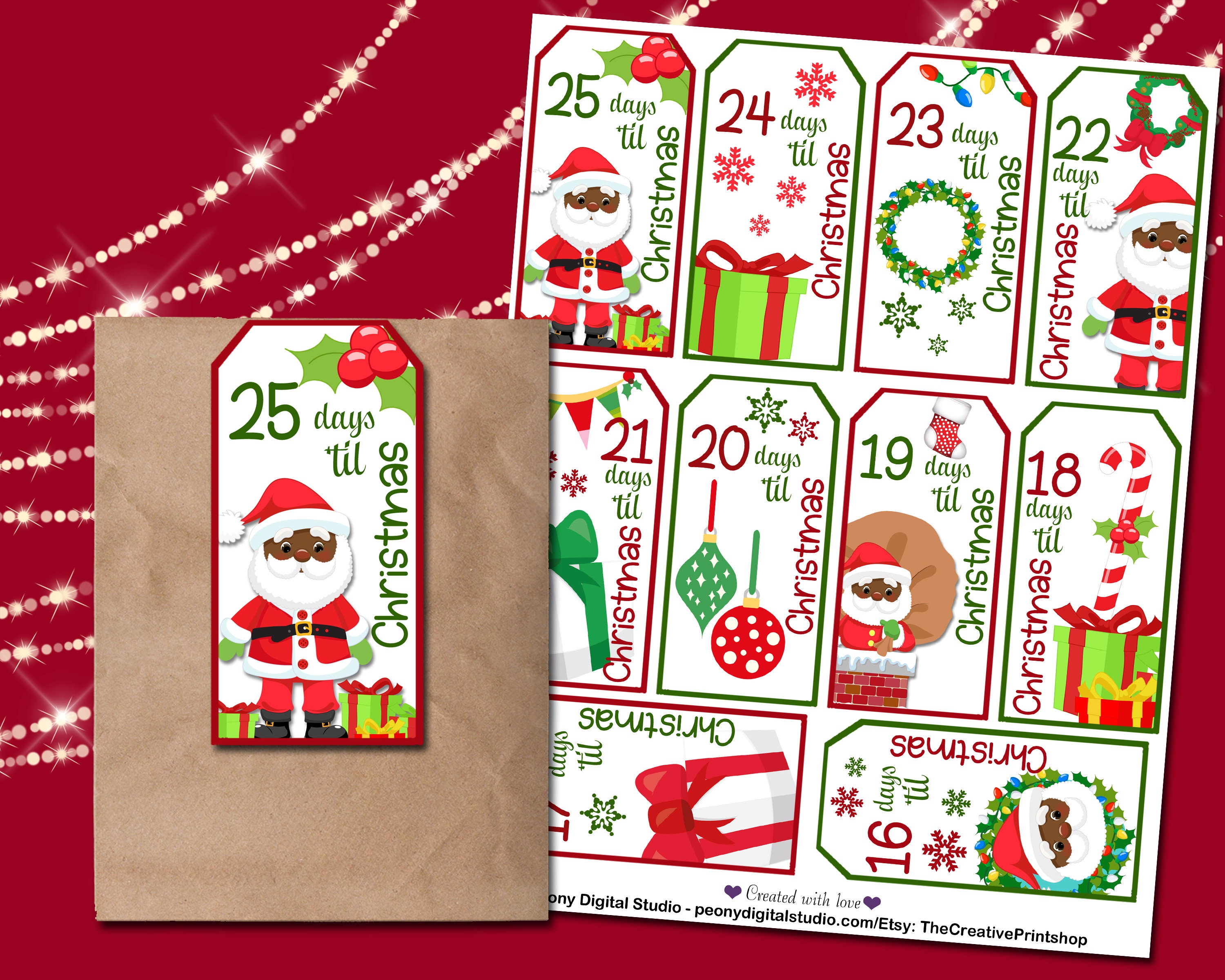 African American Santa Advent Calendar Advent Calendar Etsy