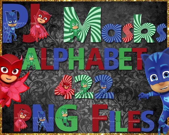 pj masks alphabet instant download digital letters and etsy