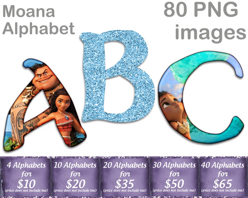 moana alphabet font clipart instant download digital etsy