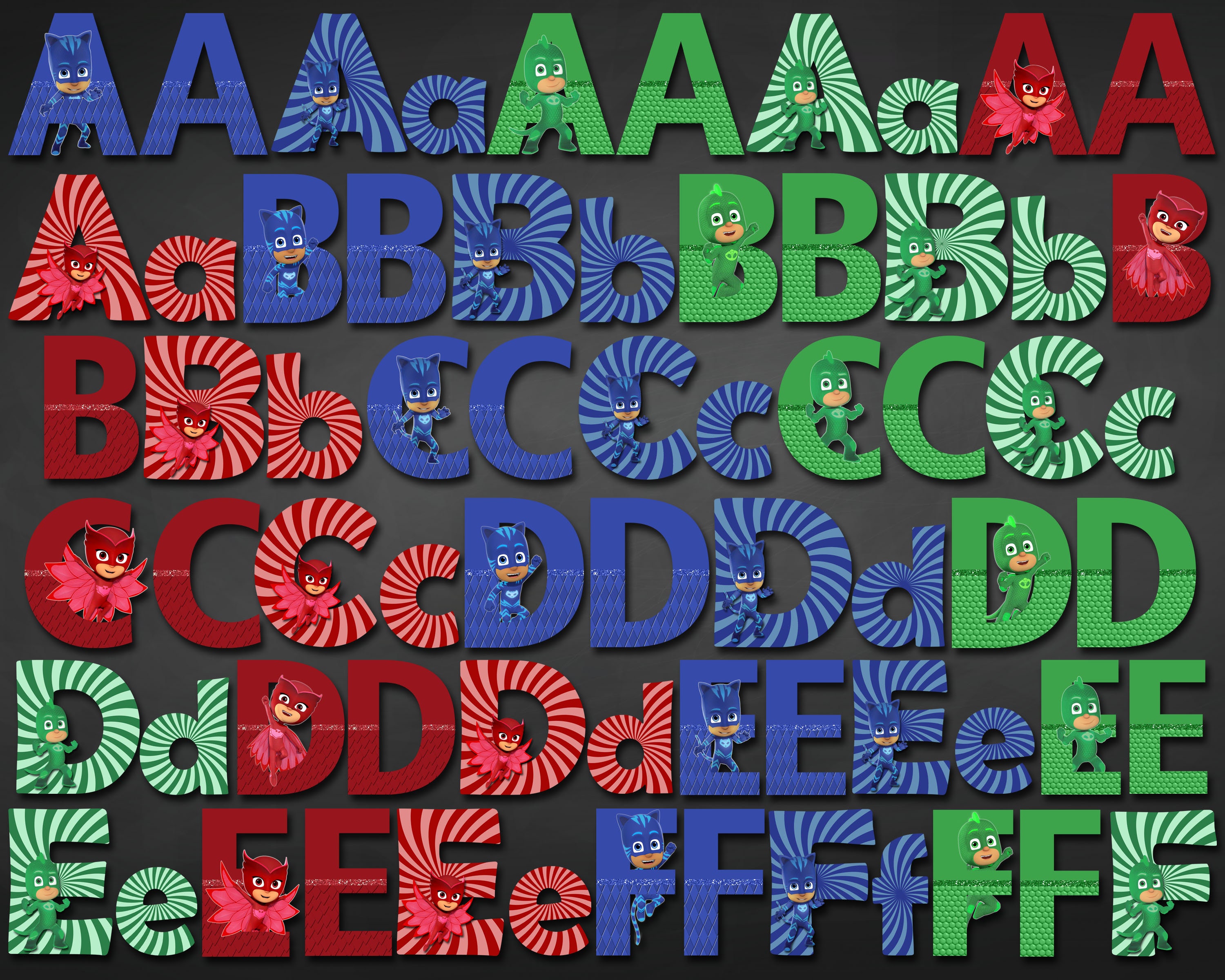 PJ Masks Alphabet Instant Download Digital Letters and Etsy