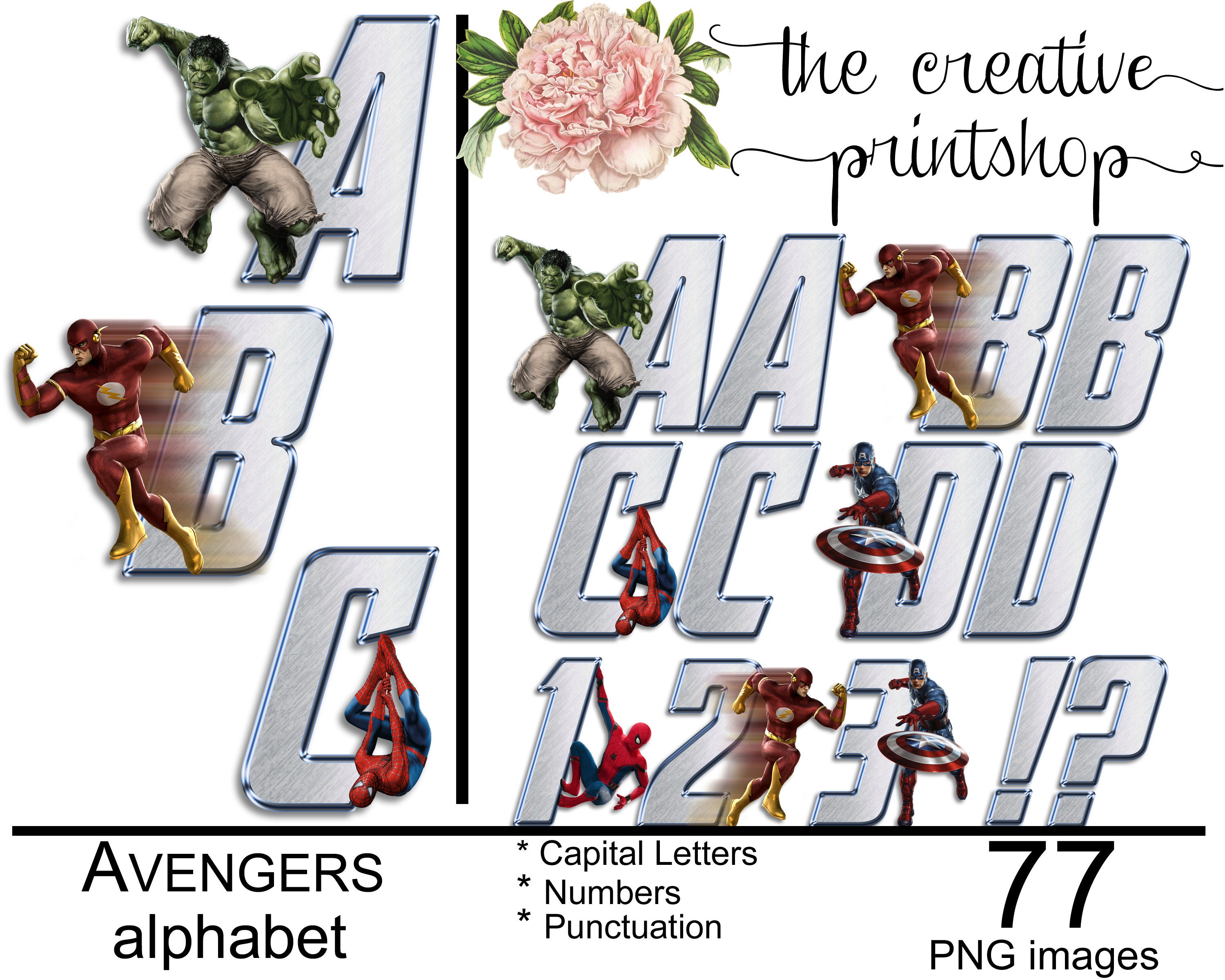 Avengers Alphabet Font Clipart Instant Download Digital | Etsy