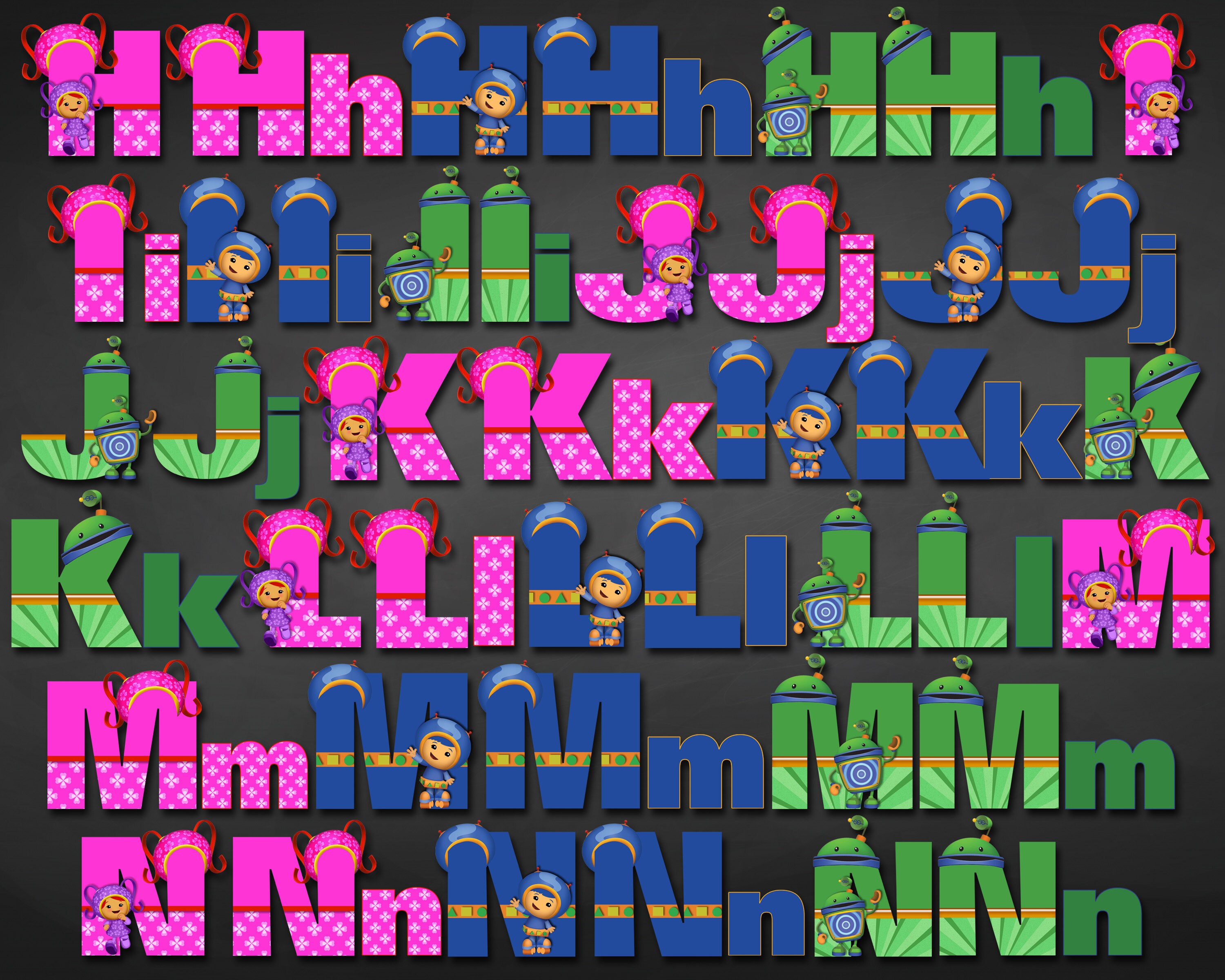 Team Umizoomi Alphabet Font Clipart Instant Download | Etsy