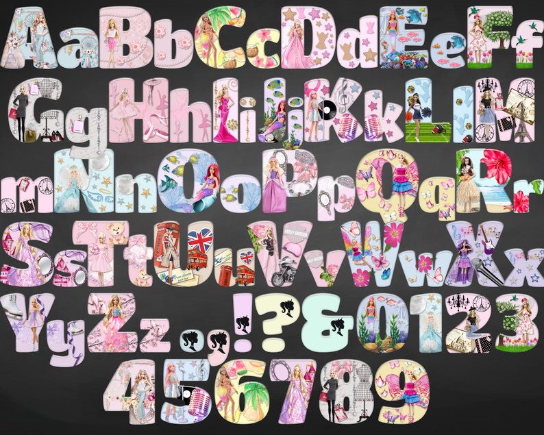 Barbie Letters Barbie Printable Barbie Numbers Barbie Download Barbie Alphabet Font Clipart Barbie Images Barbie Party Clip Art Art Collectibles Silmic Com