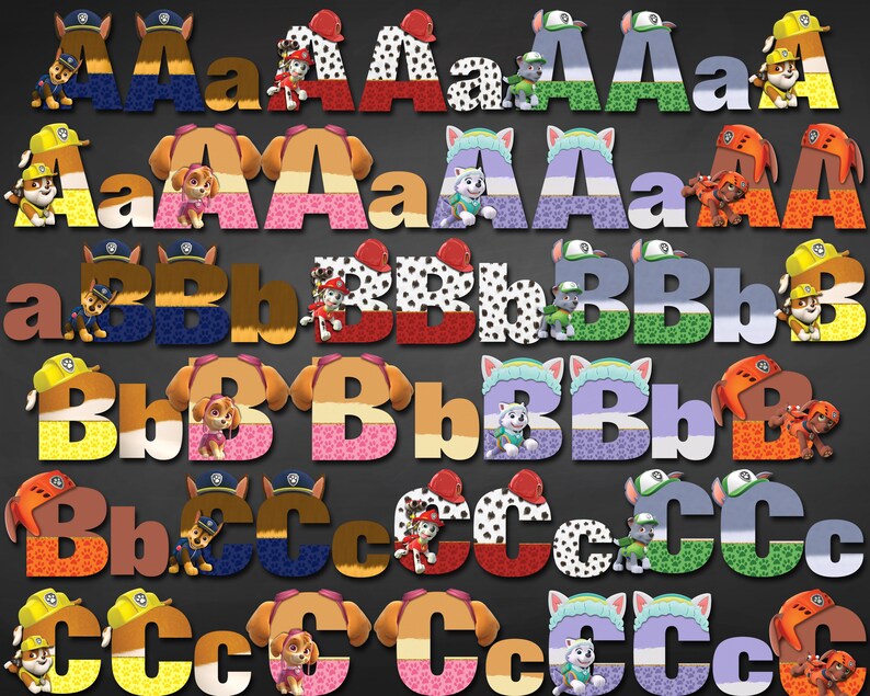 paw patrol marshall alphabet