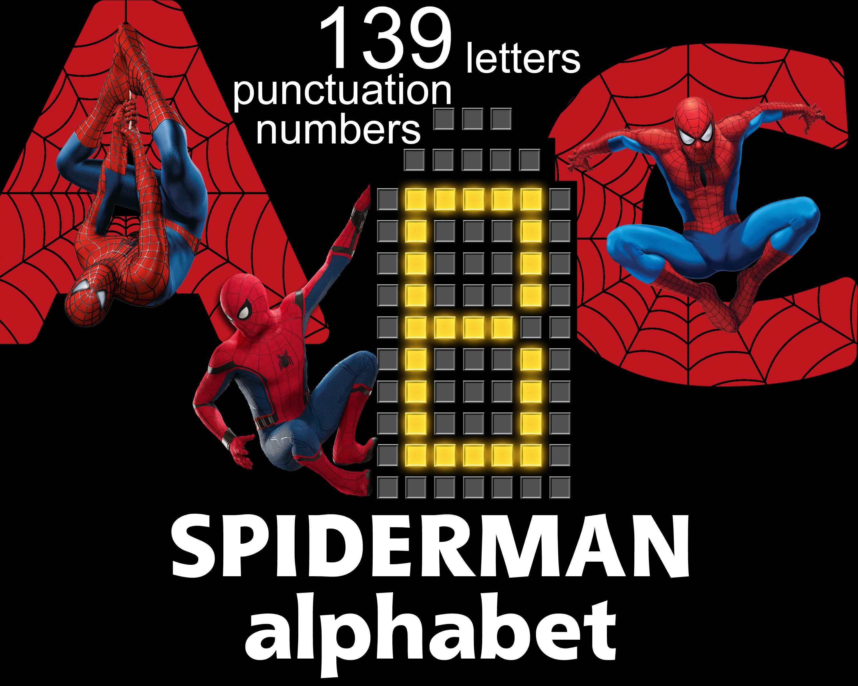 spiderman alphabet instant download digital letters and etsy