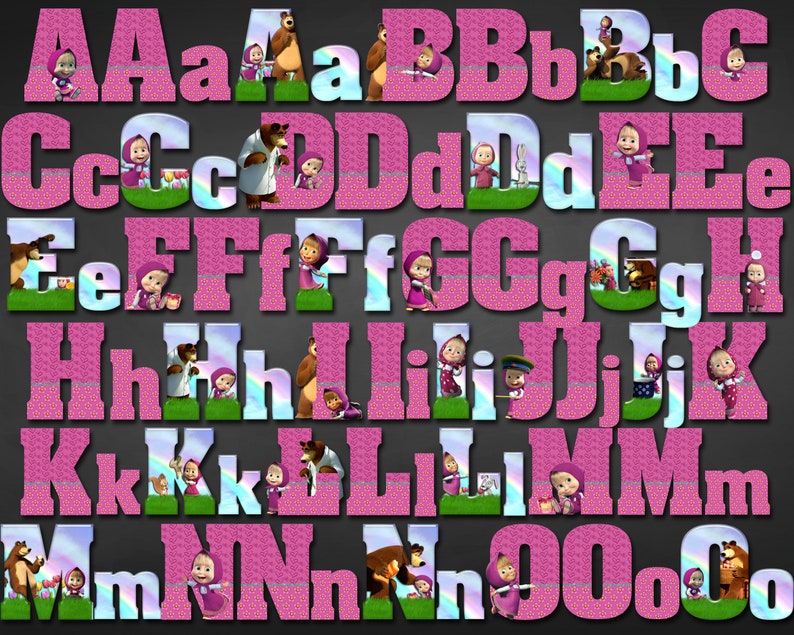Masha and Bear Alphabet Masha and the Bear Clipart Masha and | Etsy
