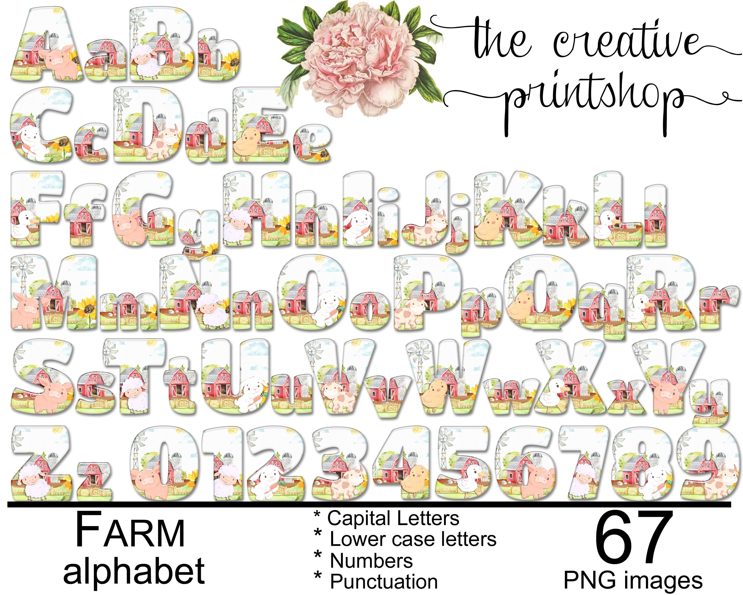 Farm Alphabet Farm Animal Alphabet Clipart Farm Animal | Etsy
