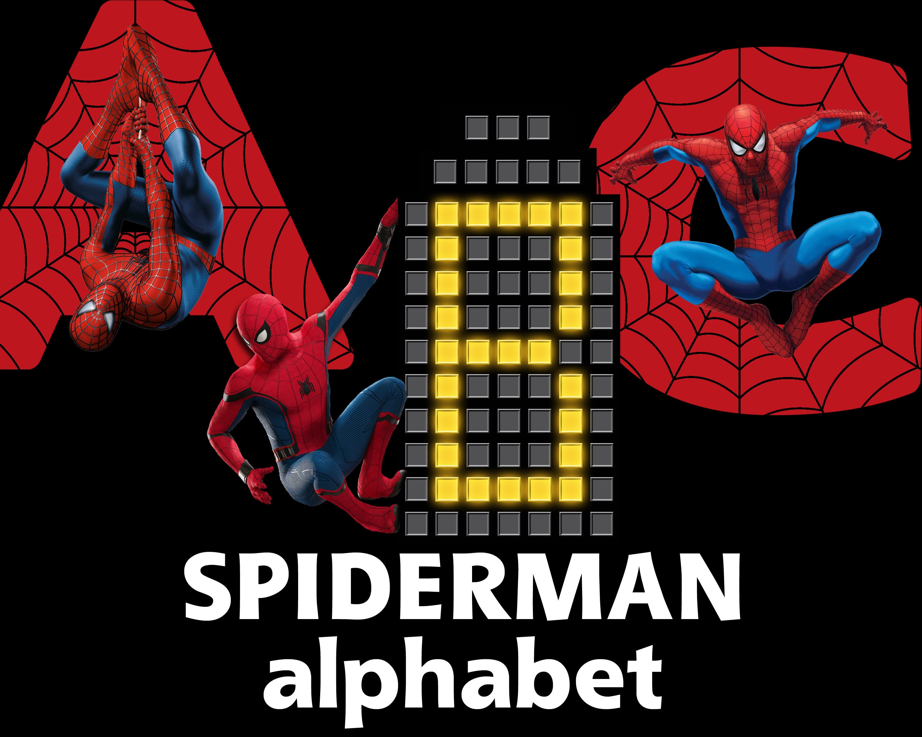 spiderman alphabet instant download digital letters and etsy