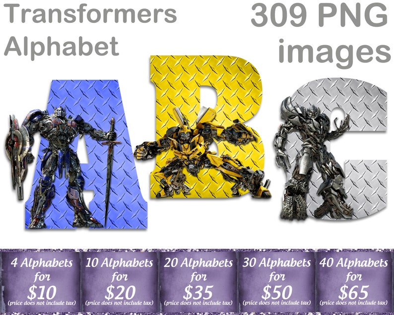 Transformers Alphabet Instant Download Digital Letters and Etsy