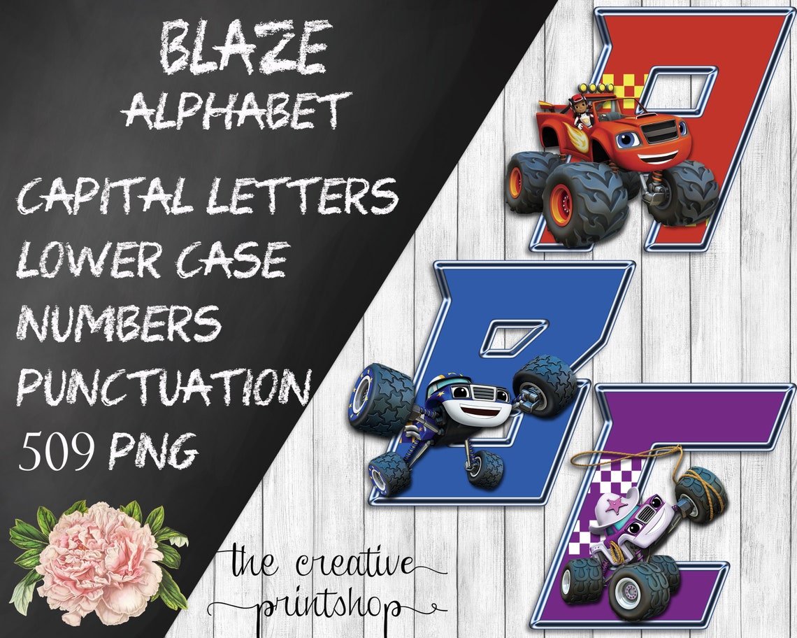 Blaze and the Monster Machines Alphabet Font Clipart Instant Etsy