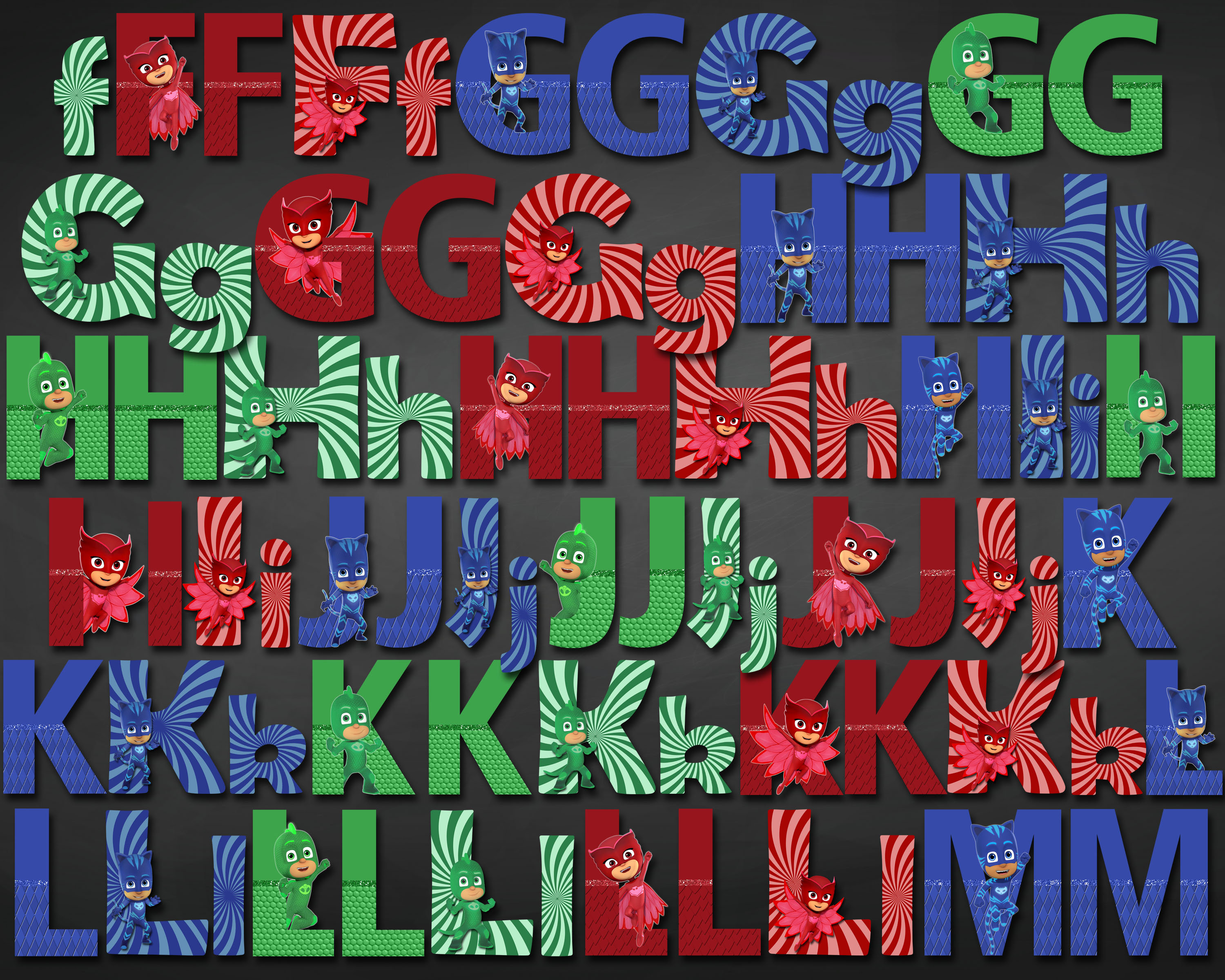 PJ Masks Alphabet Chart