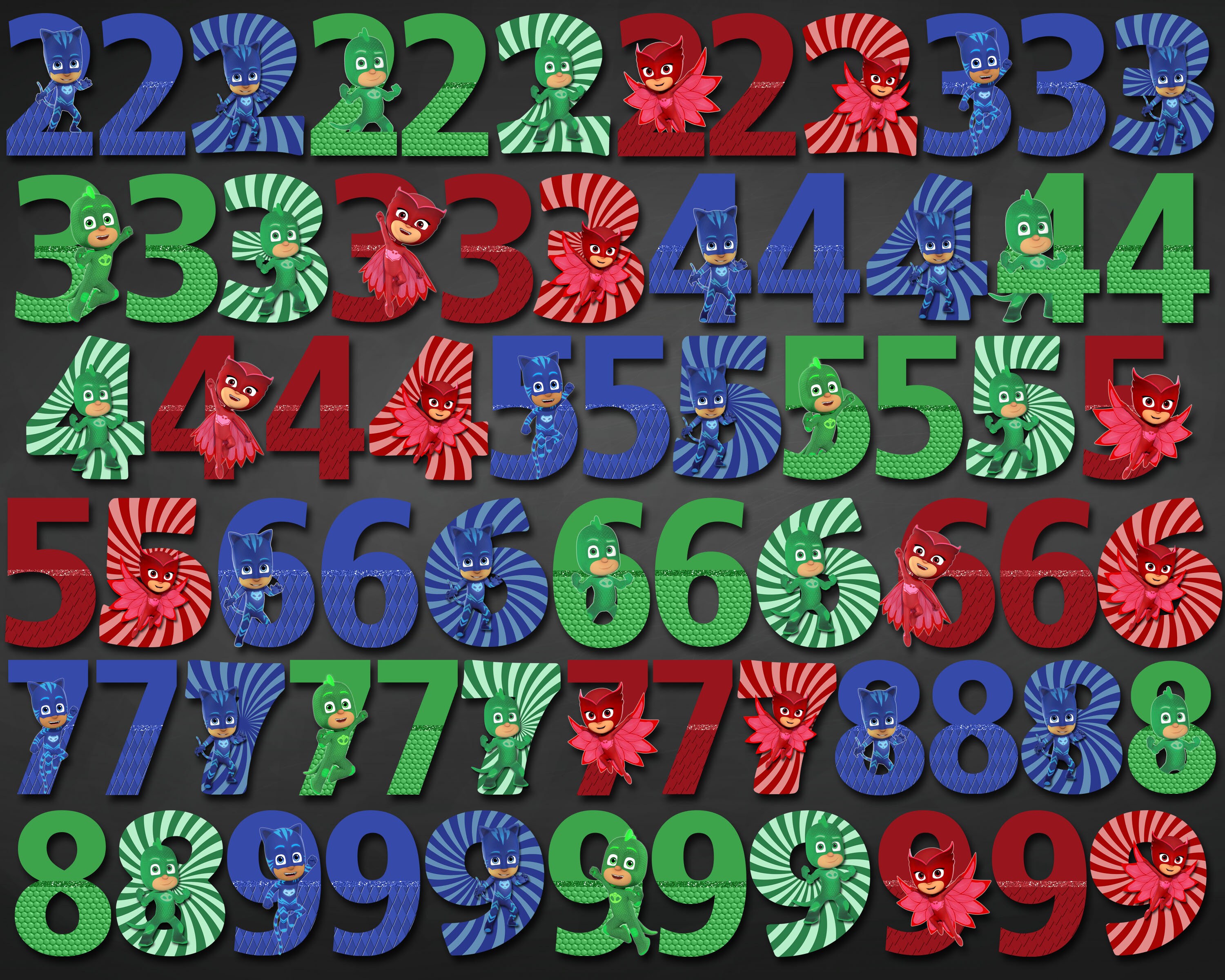 pj masks alphabet font clipart pj masks letters pj masks etsy