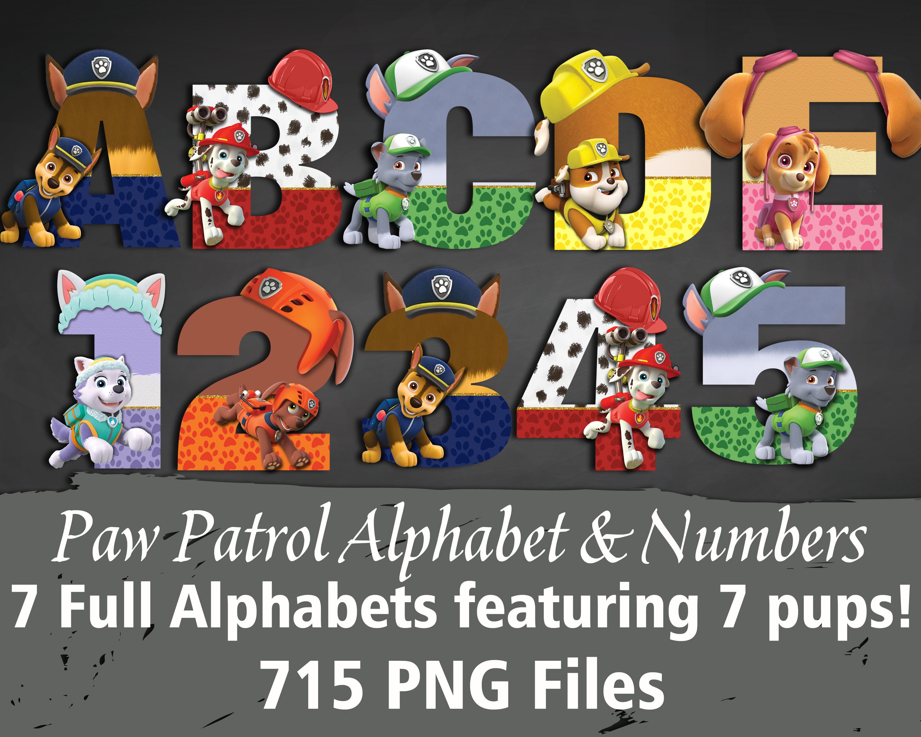 Paw Patrol Alphabet Instant Download Digital Letters and Etsy