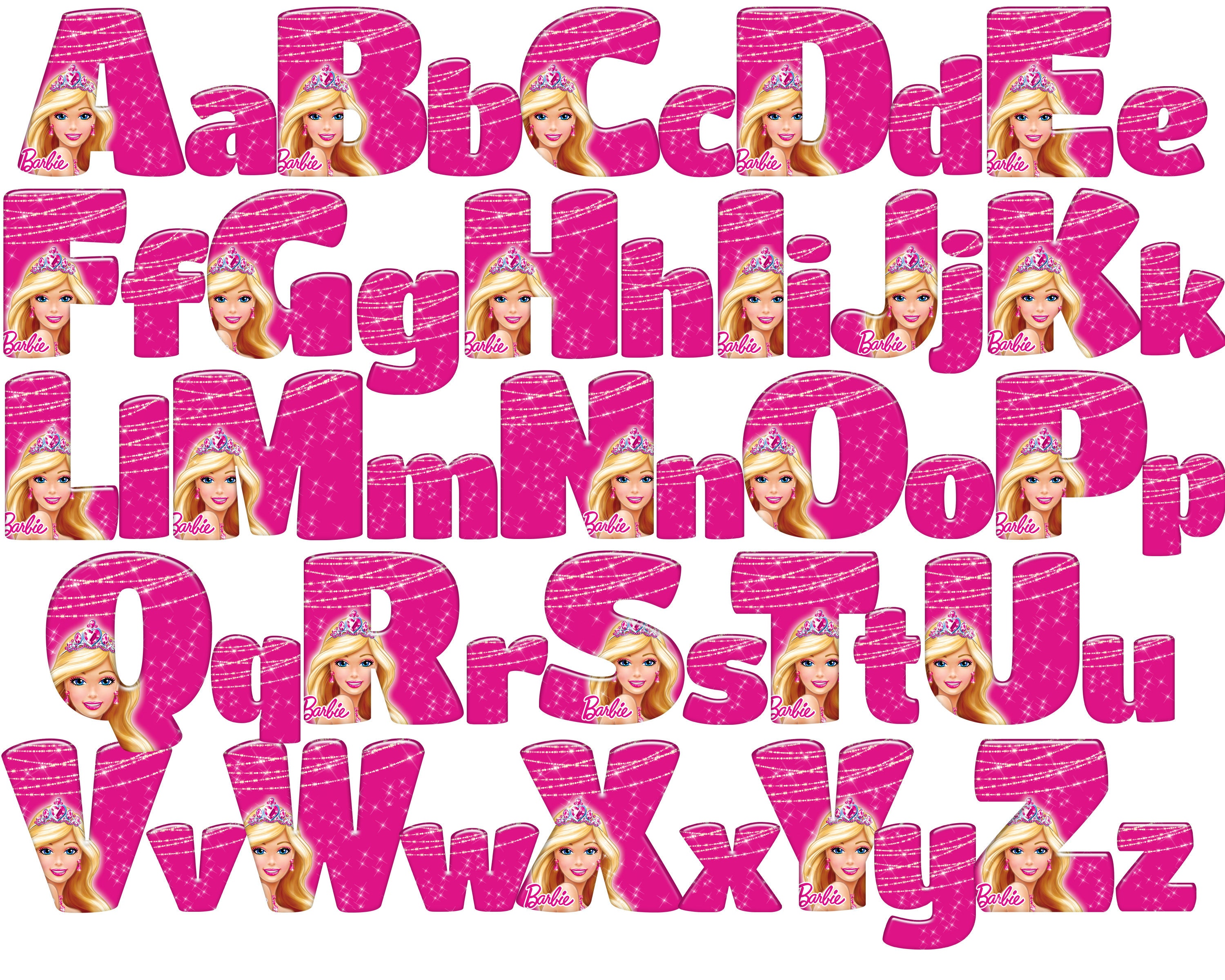 Barbie Sparkles Alphabet Font Clipart Barbie Letters Barbie Etsy