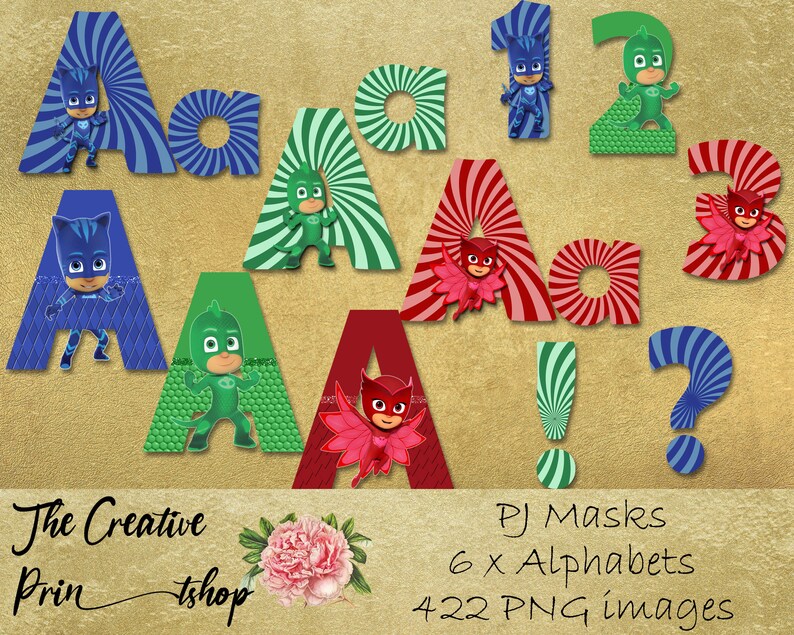pj masks alphabet font clipart pj masks letters pj masks etsy