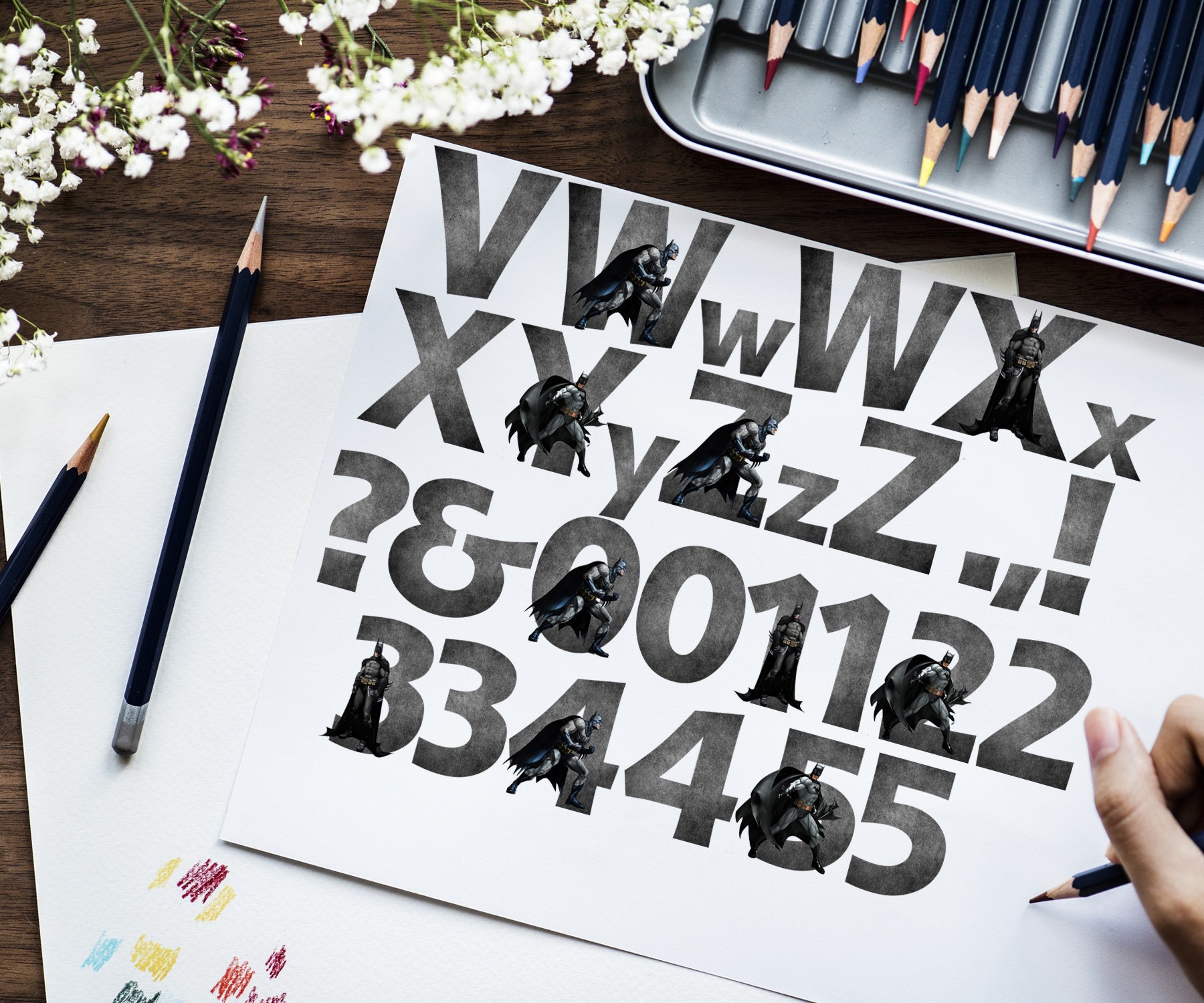 Batman Alphabet Font Clipart Batman Letters Batman Numbers Etsy