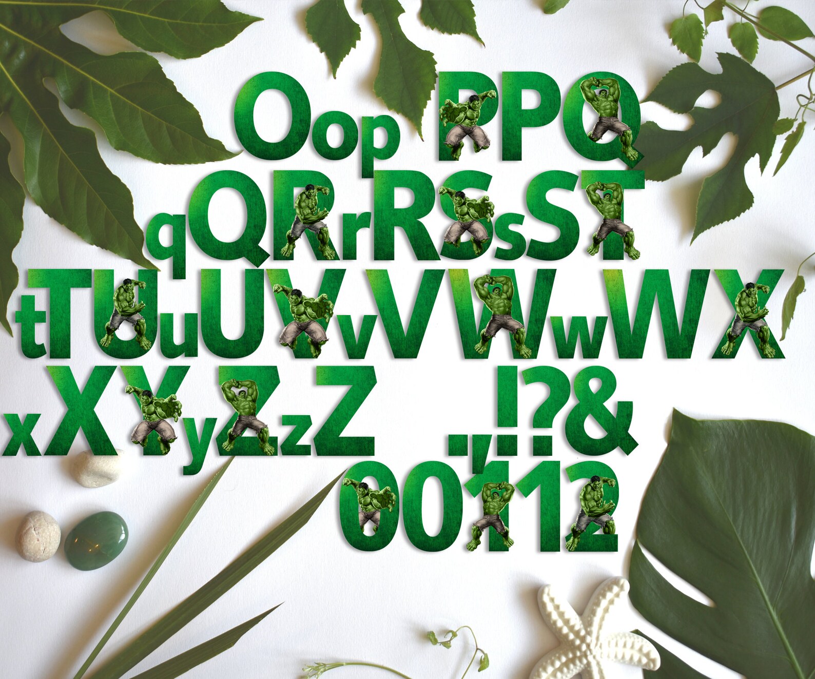 The Hulk Alphabet Clipart The Hulk Letters The Hulk Numbers Etsy