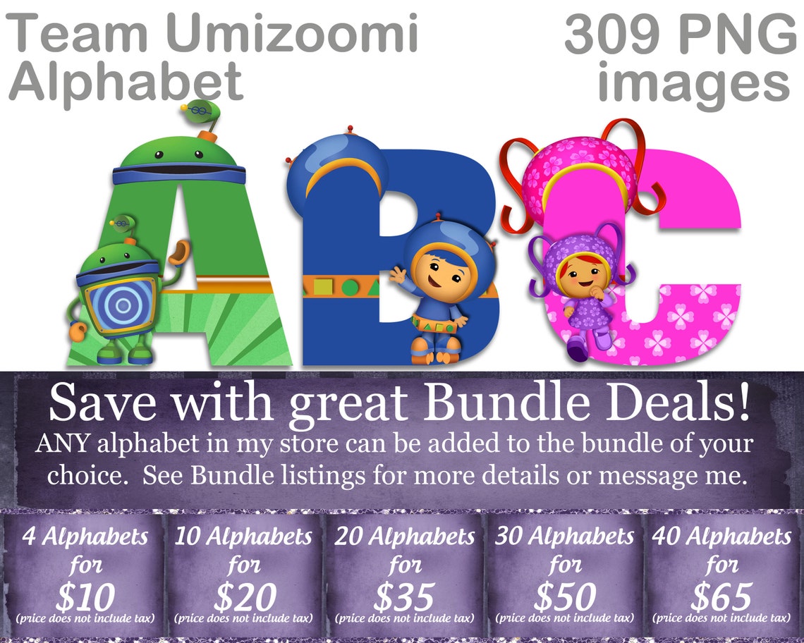 Team Umizoomi Alphabet Font Clipart Instant Download | Etsy