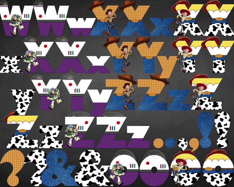 Toy Story Alphabet Font Clipart Instant Download Digital Etsy