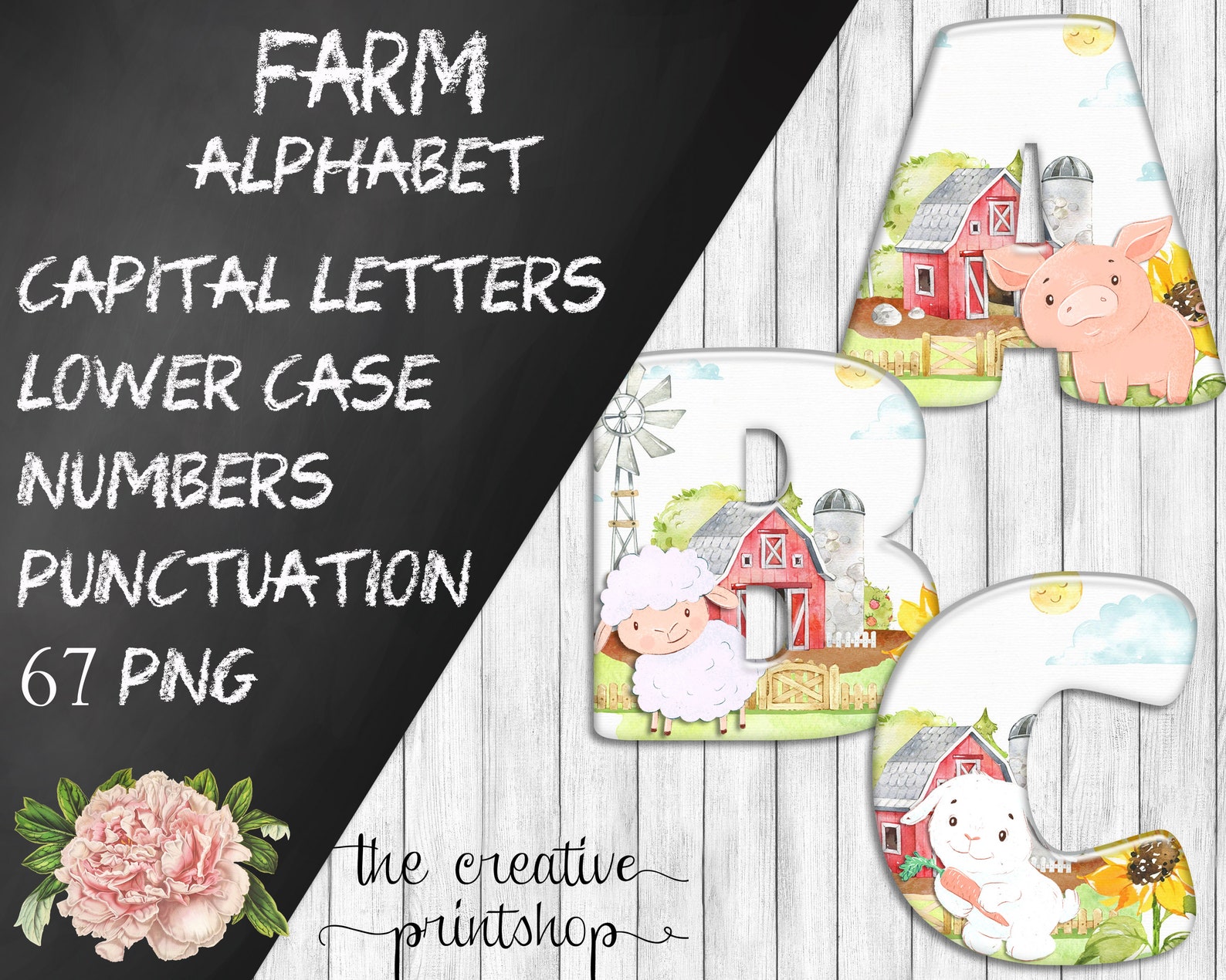 Farm Alphabet Farm Animal Alphabet Clipart Farm Animal | Etsy